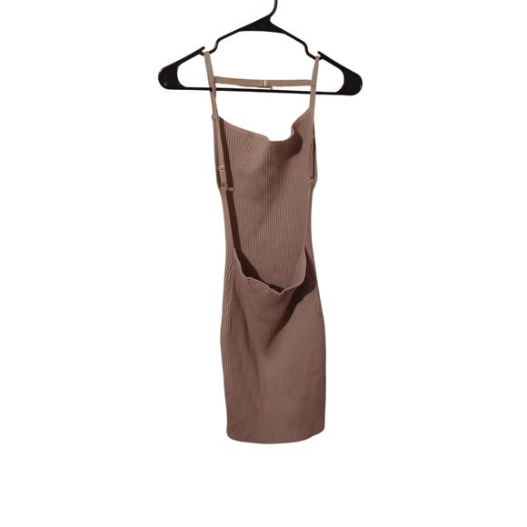 Salina Backless Ribbed Knit Mini Sweater Dress Taupe  Size XL New With TAGS - Picture 5 of 13